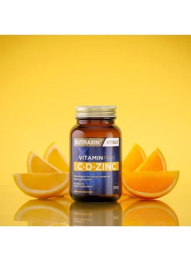 Nutraxin Vitamin Max C-D-Zinc Food Supplement Containing Multivitamins and Multimineral, 60 Tablets - Image 2